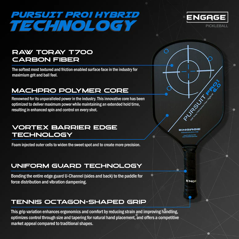 Engage Pursuit Pro1 6.0 Hybrid Pickleball Paddle - Image 4