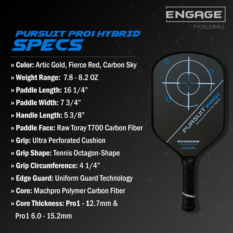 Engage Pursuit Pro1 6.0 Hybrid Pickleball Paddle - Image 5