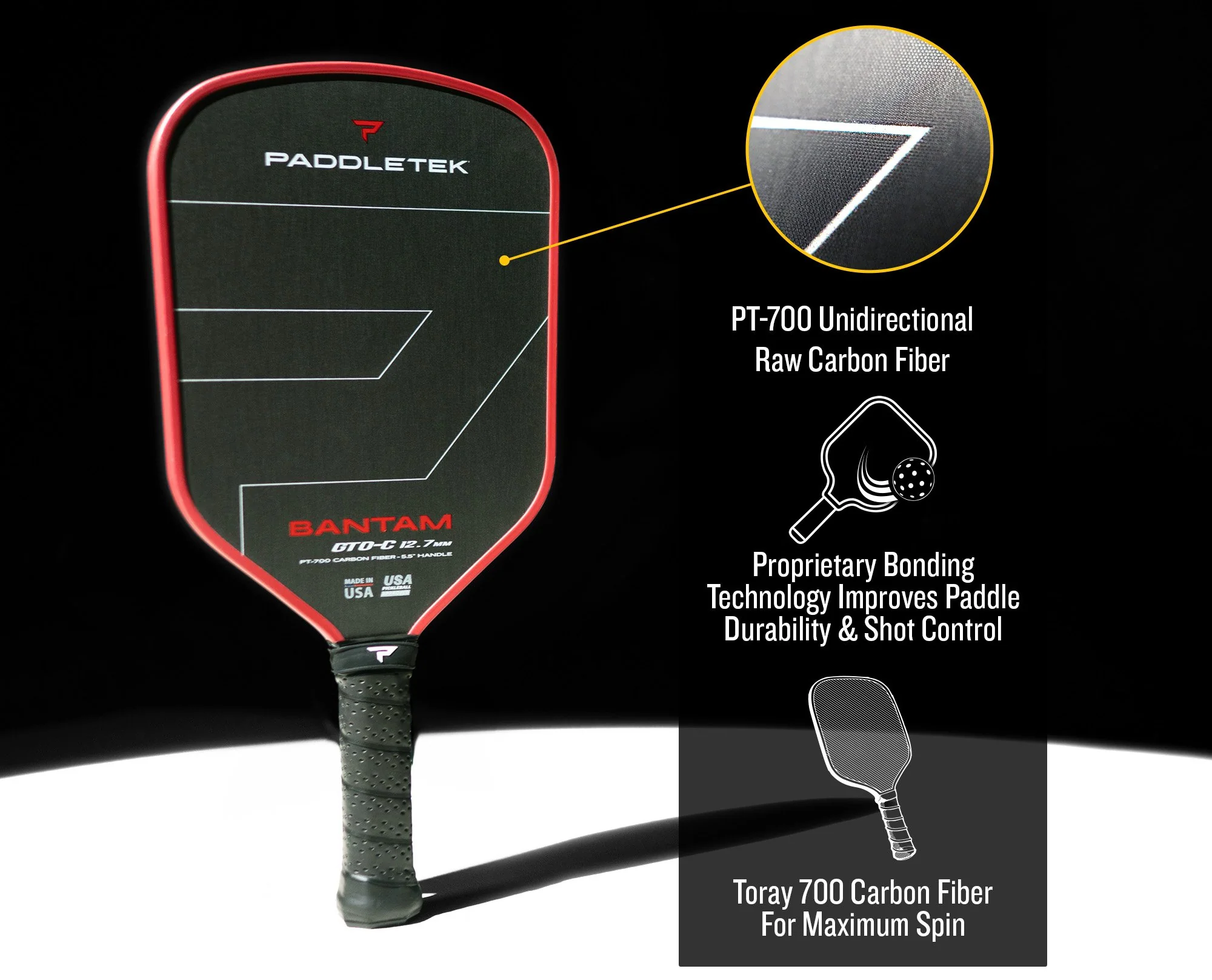 Paddletek Bantam GTO-C 12.7 Pickleball Paddle - Image 3