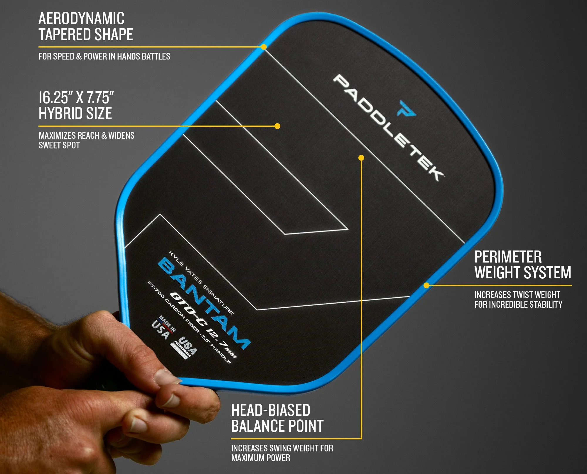 Paddletek Bantam GTO-C 14.3 Pickleball Paddle - Image 6