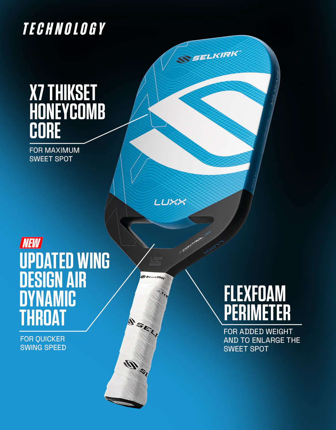 Selkirk LUXX Control Air with InfiniGrit Invikta Pickleball Paddle - Image 21