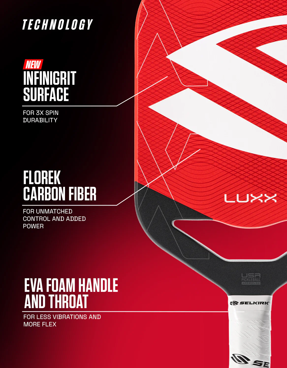 Selkirk LUXX Control Air with InfiniGrit Invikta Pickleball Paddle - Image 25