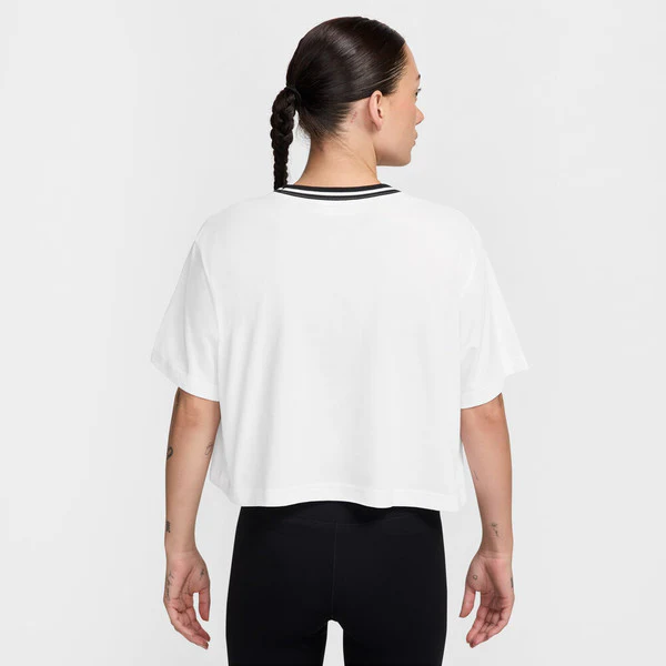 Women's Nike Court Heritage Short Sleeve Cropped Shirt - Image 6